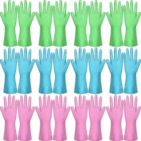 img 4 attached to 🧤 12 Pairs Dishwashing Rubber Gloves: Reusable, Waterproof Household Gloves for Cleaning, Washing, Working, and Painting