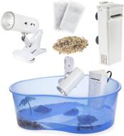 🐢 turtle aquarium kit: complete starter set for baby size turtles - includes tortoise tank, terrarium accessories, and essential filtration system logo