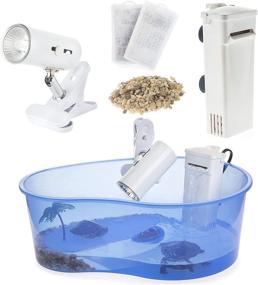 img 4 attached to 🐢 Turtle Aquarium Kit: Complete Starter Set for Baby Size Turtles - Includes Tortoise Tank, Terrarium Accessories, and Essential Filtration System