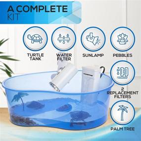 img 3 attached to 🐢 Turtle Aquarium Kit: Complete Starter Set for Baby Size Turtles - Includes Tortoise Tank, Terrarium Accessories, and Essential Filtration System