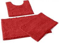luxurux red christmas décor коврики для ванной комнаты, набор из 3 предметов, включает u-образный контурный коврик для туалета, коврик для ванной 20 x 30 дюймов и 16 x 24 дюйма, машинная стирка, красный логотип