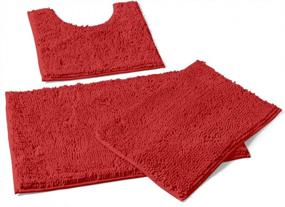img 4 attached to LuxUrux Red Christmas Décor Bathroom Rugs 3Pc Set, Includes U-Shaped Contour Toilet Mat, 20 X 30'' And 16 X 24'' Bath Mat, Machine Washable, Red