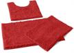 luxurux red christmas décor bathroom rugs 3pc set, includes u-shaped contour toilet mat, 20 x 30'' and 16 x 24'' bath mat, machine washable, red logo