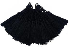 img 4 attached to 100Pcs 13Cm/5 Inch Silky Floss Bookmark Tassels With 2-Inch Cord Loop And Small Chinese Knot For Jewelry Making, Souvenir, Bookmarks, DIY Craft Accessory (Black)