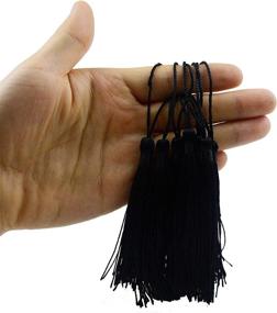 img 1 attached to 100Pcs 13Cm/5 Inch Silky Floss Bookmark Tassels With 2-Inch Cord Loop And Small Chinese Knot For Jewelry Making, Souvenir, Bookmarks, DIY Craft Accessory (Black)