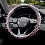 upgrade your driving experience with valleycomfy steering wheel cover - anti-slip, breathable, and odorless pu leather with pathwork pattern - universal fit for 15 inch wheels (black with red line) логотип