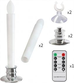 img 3 attached to 2PCS Battery Operated Flameless Taper Candles With Remote Timers For Christmas Decorations - Window Lights With Silver Base & Suction Cups