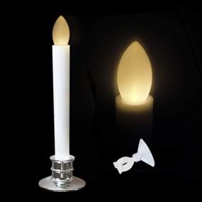 img 1 attached to 2PCS Battery Operated Flameless Taper Candles With Remote Timers For Christmas Decorations - Window Lights With Silver Base & Suction Cups