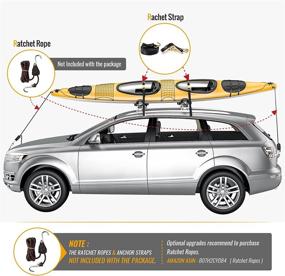 img 1 attached to 🚚 AA-Racks Double Folding J-Bar Rack: Ultimate Kayak, Canoe, Paddle Board, and Surfboard Carrier for Car, SUV, Truck Crossbar – Includes Ratchet Lashing Straps