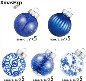 img 3 attached to Набор из 25 синих небьющихся больших прозрачных пластиковых рождественских шаров с изящными мягкими украшениями - размер 60 мм / 2,36 дюйма для украшения рождественской елки