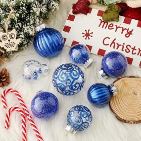 img 2 attached to Набор из 25 синих небьющихся больших прозрачных пластиковых рождественских шаров с изящными мягкими украшениями - размер 60 мм / 2,36 дюйма для украшения рождественской елки