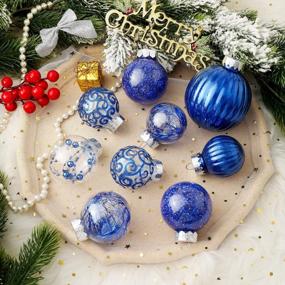 img 1 attached to Набор из 25 синих небьющихся больших прозрачных пластиковых рождественских шаров с изящными мягкими украшениями - размер 60 мм / 2,36 дюйма для украшения рождественской елки