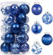 набор из 25 синих небьющихся больших прозрачных пластиковых рождественских шаров с изящными мягкими украшениями - размер 60 мм / 2,36 дюйма для украшения рождественской елки логотип