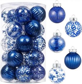 img 4 attached to Набор из 25 синих небьющихся больших прозрачных пластиковых рождественских шаров с изящными мягкими украшениями - размер 60 мм / 2,36 дюйма для украшения рождественской елки