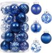 set of 25 blue shatterproof large clear plastic christmas ball ornaments with stuffed delicate decorations - 60mm/2.36" size for christmas tree decoration logo