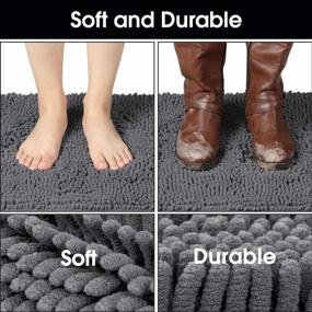 img 1 attached to Durable Chenille Water Absorbent Door Mat - Machine Washable, Non-Slip Entryway Rug For Shoes & Pet Paws - HOMEIDEAS 24X36 Grey Doormat