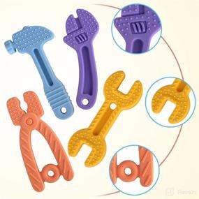 img 3 attached to 🔨 Fu Store Soft Silicone Teething Toys - 4 Pack Hammer Set for Soothing Babies' Gums