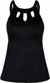 img 4 attached to High Neck Halter Tankini Top With Key Hole Detail For Women - Septangle Bathing Suit