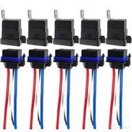 high-performance 12v dc waterproof relay with harness - heavy duty 12 awg tinned copper wires, 5 pack spst automotive relay - 80/60 amp 4-pin logo