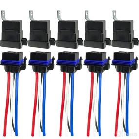 img 4 attached to High-Performance 12V DC Waterproof Relay with Harness - Heavy Duty 12 AWG Tinned Copper Wires, 5 Pack SPST Automotive Relay - 80/60 AMP 4-pin