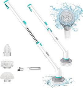 img 4 attached to 🧼 Clyroom Electric Spin Scrubber CL1 IPO, Cordless IPX7 Shower Scrubber with 3 Interchangeable Brushes, Rechargeable Scrubber with 90-Minute Runtime, Short and Long Handle Modes, Extension Arm for Tile Floor Cleaning