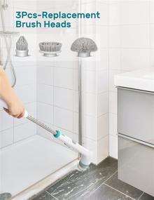 img 1 attached to 🧼 Clyroom Electric Spin Scrubber CL1 IPO, Cordless IPX7 Shower Scrubber with 3 Interchangeable Brushes, Rechargeable Scrubber with 90-Minute Runtime, Short and Long Handle Modes, Extension Arm for Tile Floor Cleaning