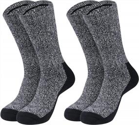 img 4 attached to 2 Pack Merino Mens Wool Socks , Winter Warm Thermal Socks For Men Cold Weather