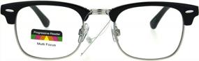 img 3 attached to Half Horn Rim Hipster Multi 3 Focus Progressive Reading Glasses