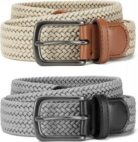 img 1 attached to 2 Pack Of Men'S Stretch Belts By CHAOREN - 1 3/8" Tight Performance Elastic Design Ideal For Golf Pants - Includes Gift Set Box