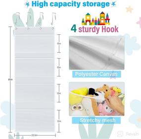 img 1 attached to 🧸 Organize Your Kids' Room with Roury Stuffed Animal Storage Over The Door Organizer - White