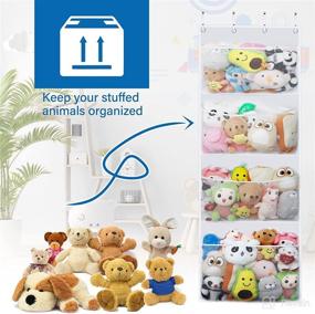 img 3 attached to 🧸 Organize Your Kids' Room with Roury Stuffed Animal Storage Over The Door Organizer - White