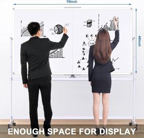 img 3 attached to Double-Sided Rolling Whiteboard, 72 X 40 Large Mobile Magnetic Dry Erase Board On Wheels With Markers - 360° Reversible Design For School, Classroom, Office Conference And Presentation