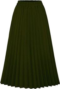 img 2 attached to 👗 Women's Clothing: Chartou Elastic Waist Shirring Midi Long Skirt