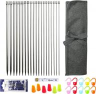 11-piece tunisian crochet hooks set with long case, afghan knitting needles kit, accessories included, perfect gift for mom - looen aluminum, in grey, sizes 2mm/b-8mm/l logo