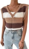 verdusa women's colorblock v neck hollow out knit sweater vest pullover top - stylish & comfortable logo