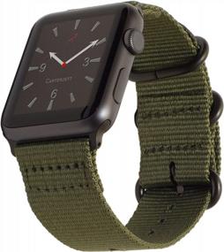img 4 attached to Extra Large Olive Nylon Replacement Watch Band By CARTERJETT - Compatible With Apple Watch Series 8/7/6/5/4/3/2/1 & SE - 45Mm/44Mm/42Mm XXL Army Green Sport Strap