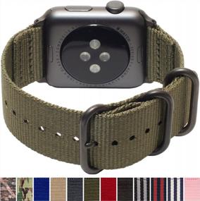 img 3 attached to Extra Large Olive Nylon Replacement Watch Band By CARTERJETT - Compatible With Apple Watch Series 8/7/6/5/4/3/2/1 & SE - 45Mm/44Mm/42Mm XXL Army Green Sport Strap