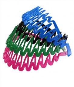 img 2 attached to Colorful Hard Headbands With Teeth - Set Of 12 Plastic Headbands By CoverYourHair® - Ideal For Hair Styling And Accessories