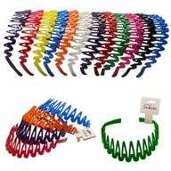 разноцветные жесткие ободки с зубцами - набор из 12 пластиковых ободков от coveryourhair® - идеально подходит для укладки волос и аксессуаров логотип