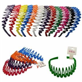 img 4 attached to Colorful Hard Headbands With Teeth - Set Of 12 Plastic Headbands By CoverYourHair® - Ideal For Hair Styling And Accessories