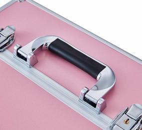 img 1 attached to Pink Professional Makeup Case With Portable Aluminum Cosmetic Storage Box, Locks, And Folding Trays - OUDMAY