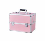 pink professional makeup case with portable aluminum cosmetic storage box, locks, and folding trays - oudmay logo