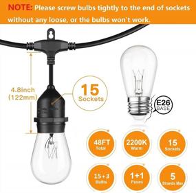img 2 attached to Mlambert 48Ft Outdoor Bistro String Lights For Patio, Waterproof 11W Dimmable Edison Bulbs Hanging Commercial Grade Cafe Backyard Pergola Wedding 2200K Warm White Black