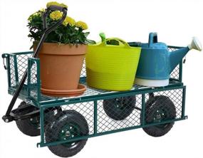 img 2 attached to KARMAS PRODUCT Large Garden Dump Cart With Steel Frame, Steerable Handle Utility Gorilla Cart Wagon Carrier Mover 10" Pneumatic Tires For Outdoor Any Terrain 550LBS Weight Capacity Green