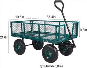 img 1 attached to KARMAS PRODUCT Large Garden Dump Cart With Steel Frame, Steerable Handle Utility Gorilla Cart Wagon Carrier Mover 10" Pneumatic Tires For Outdoor Any Terrain 550LBS Weight Capacity Green