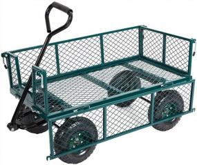 img 4 attached to KARMAS PRODUCT Large Garden Dump Cart With Steel Frame, Steerable Handle Utility Gorilla Cart Wagon Carrier Mover 10" Pneumatic Tires For Outdoor Any Terrain 550LBS Weight Capacity Green