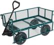 karmas product large garden dump cart with steel frame, steerable handle utility gorilla cart wagon carrier mover 10" pneumatic tires for outdoor any terrain 550lbs weight capacity green logo