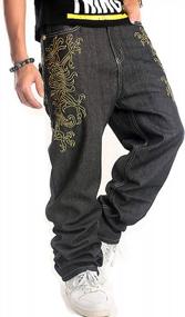 img 4 attached to Get The Ultimate Style With QBO Men'S Embroidered Hip Hop Baggy Jeans