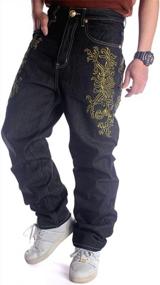 img 1 attached to Get The Ultimate Style With QBO Men'S Embroidered Hip Hop Baggy Jeans