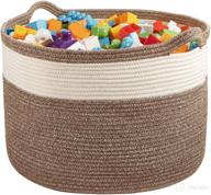 extra large cotton rope basket – 22”w x 14”h – off-white and brown - versatile blanket storage basket organizer – elegant and modern design – perfect for baby nursery, toys, towels, laundry bin logo